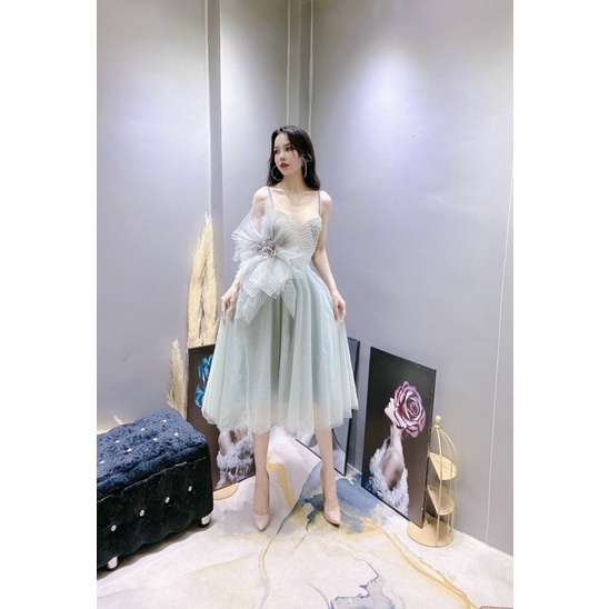 Đầm dự tiệc hoa xếp ly eo to sang trọng TRIPBLE T DRESS - size M/L - MS145V