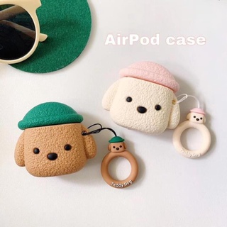 Case airpods - vỏ bọc airpods 1/2/pro - teddy đội mũ sần