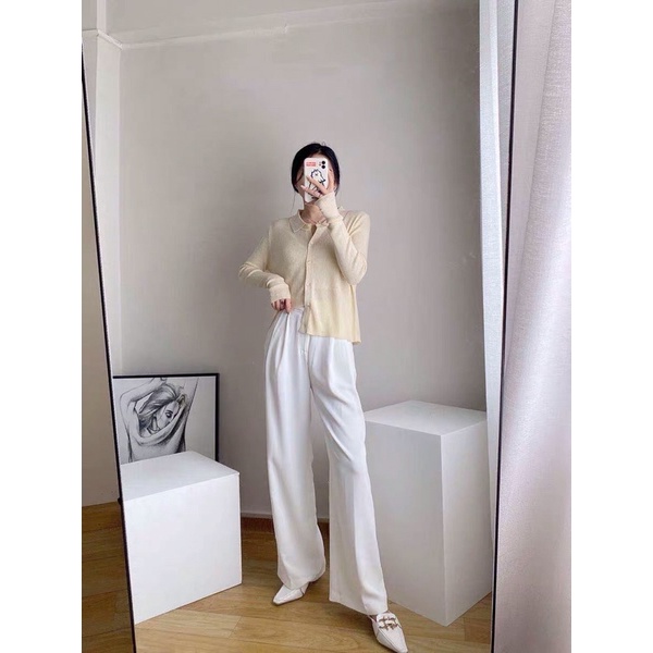 Billie Top - Áo len polo màu pastel tay dài chất len mềm Purpleheart