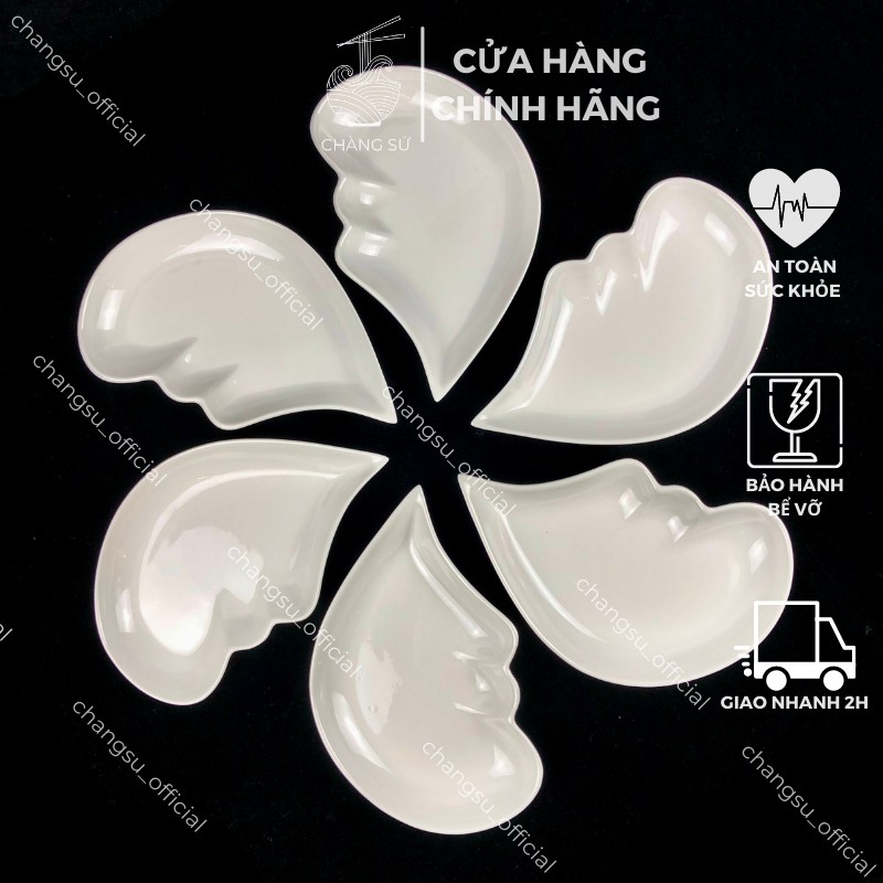 Đĩa tim khuyết trang trí bày cỗ - Dĩa sứ cánh hoa decor đẹp DTT22 - Vỡ 1 đổi 1