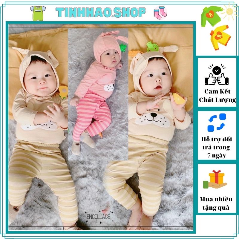 Sale sốc!! Bộ quần áo trẻ dài tay Minky Mom thun lạnh chính hãng có nón tai thỏ chất thun lạnh cho bé trai bé gái (DT9)