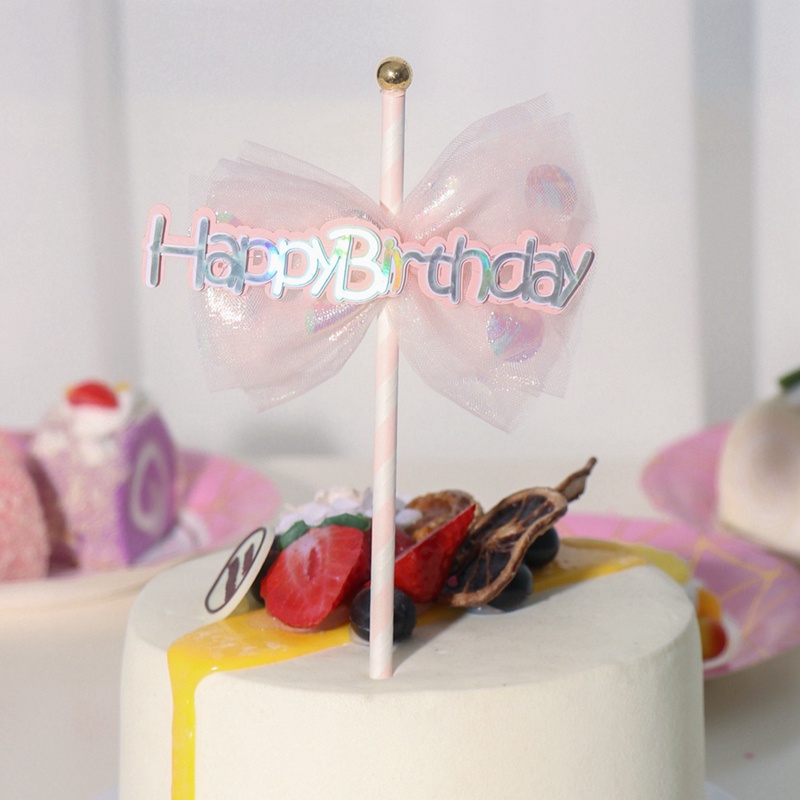 Phụ kiện trang trí bánh kem sinh nhật bằng acrylic nhiều màu