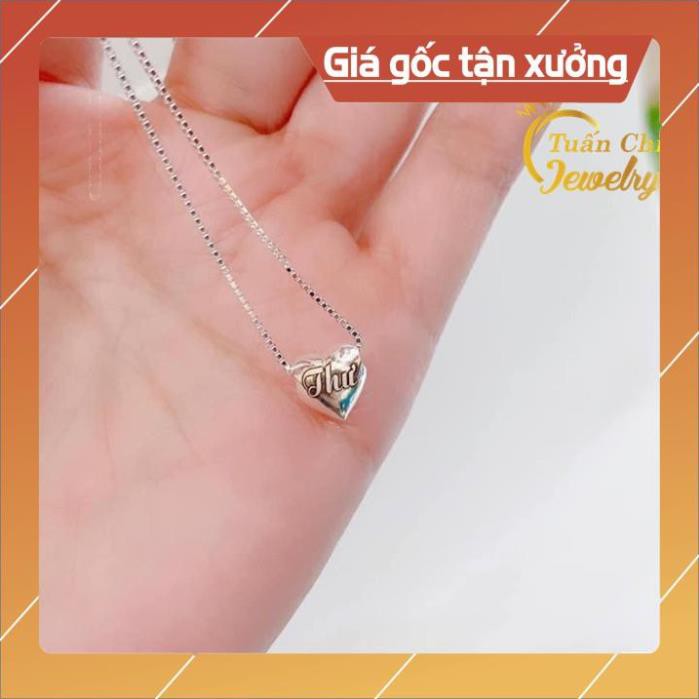 Dây Chuyền Bạc ⚡SALE SỐC⚡ Vòng Cổ Bạc Nữ Mặt Trái Tim Khắc Tên Ý Nghĩa Free Ship Toan quoc