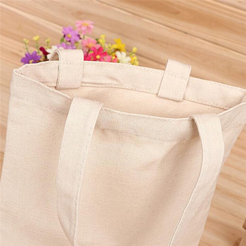 Túi tote chất liệu cotton canvas màu trắng kem phong cách Hàn Quốc