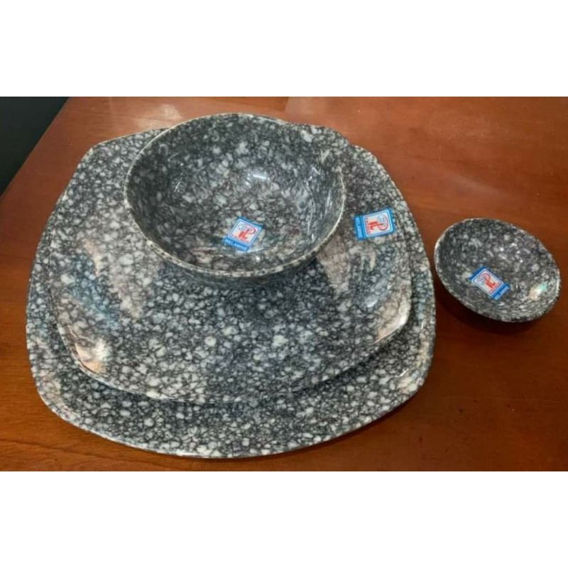 Chén - Tô - Dĩa - Muỗng - Ly melamine ( mica ) màu đá hoa cương