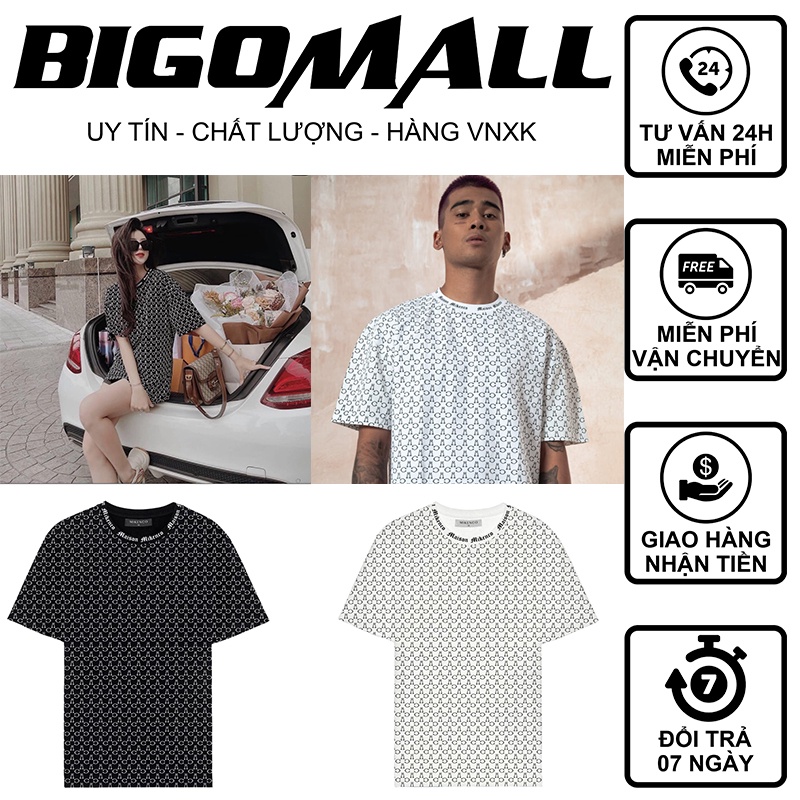 Áo thun tay lỡ Monogar in kín toàn thân BIGOMALL - Áo phông nam nữ unisex Freesize Form Rộng 65kg