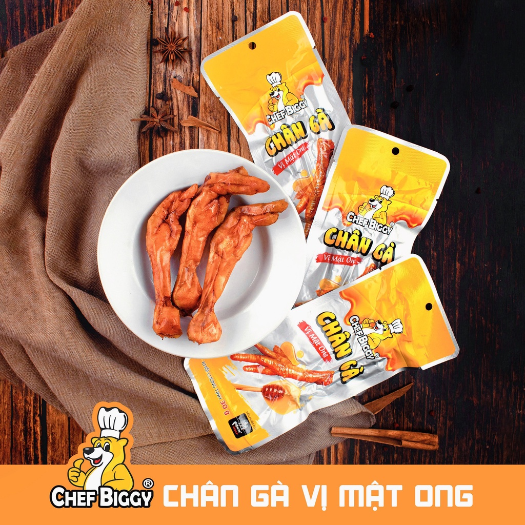 CHÂN GÀ ĂN LIỀN CHEF BIGGY  HAI HƯƠNG VỊ: VỊ MẬT ONG TỰ NHIÊN - VỊ CAY TÊ TÊ | BigBuy360 - bigbuy360.vn