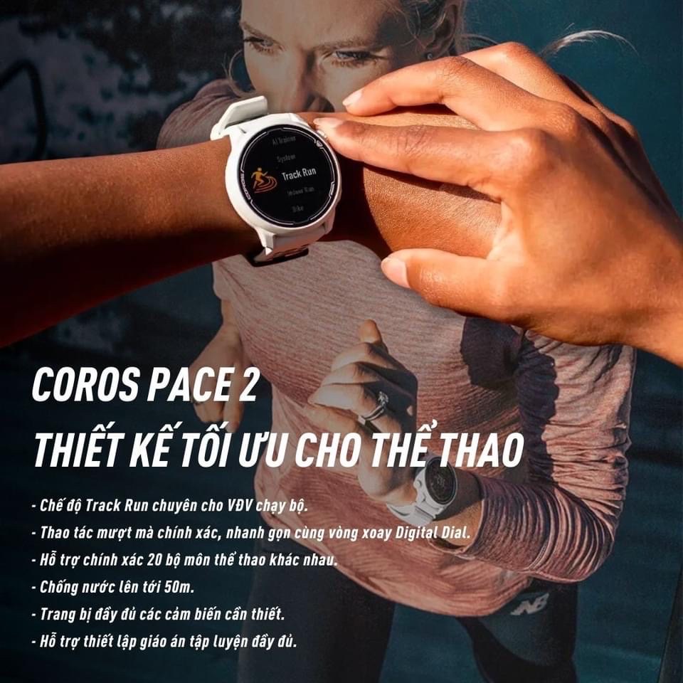 Đồng hồ chạy bộ, thể thao GPS COROS PACE 2 blue steel - Silicone band