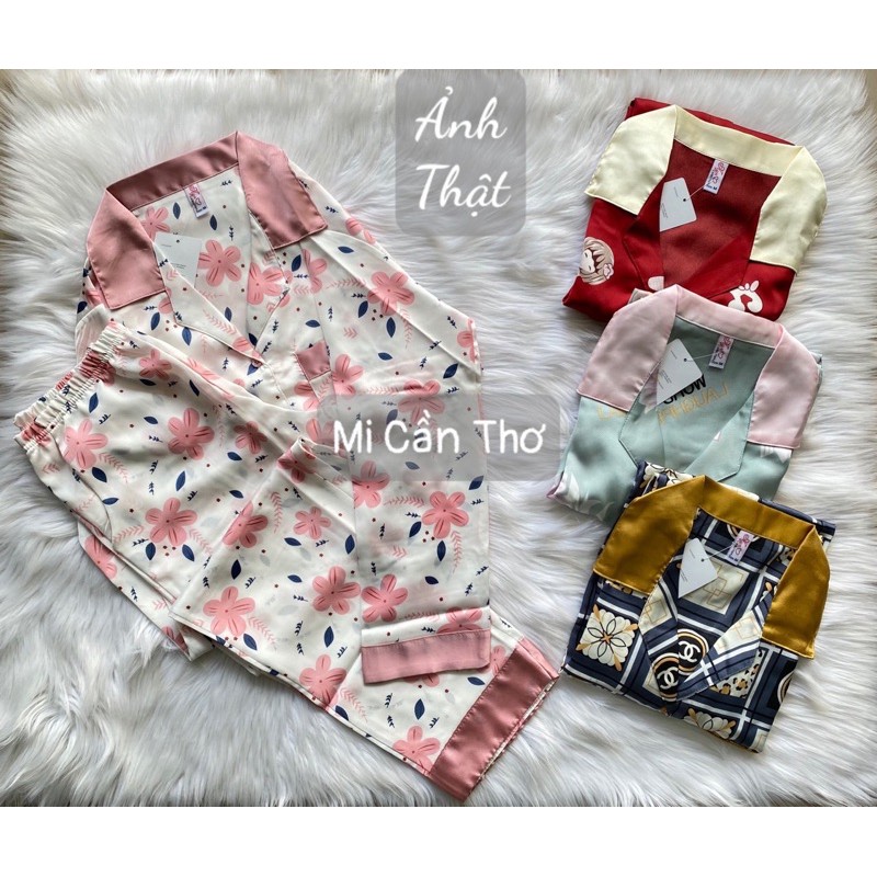 Bộ Pijama LỤA SATIN 🍃 Size M-L-XL-2XL có túi quần, có big size, Mi Cần Thơ