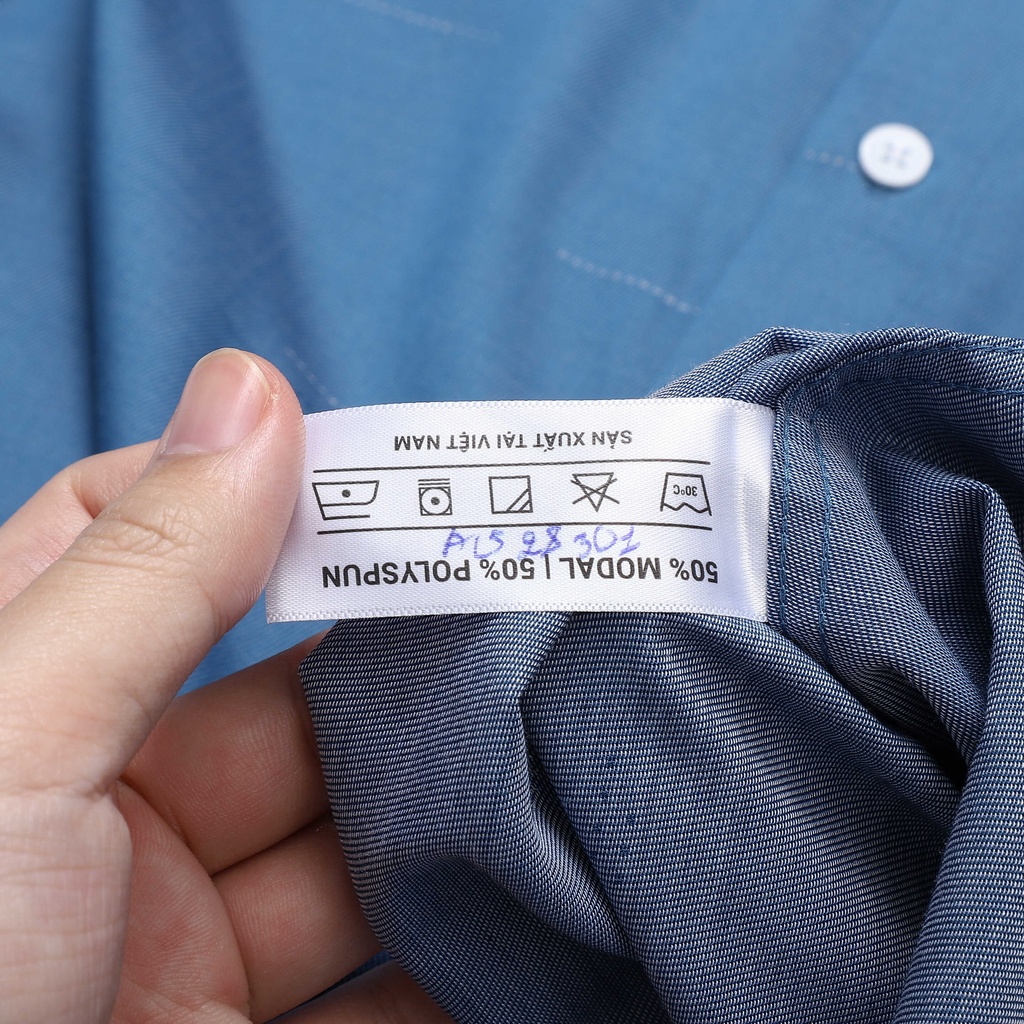 Áo sơ mi nam dài tay ARISTINO  thiết kế tà lượn, màu xanh dệt dobby nam tính, chỉn chu - ALS28301