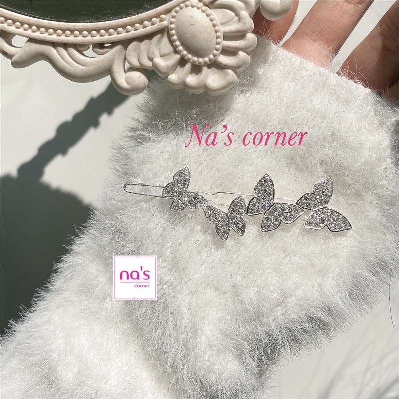 Kẹp tóc kim loại hình Bướm đính đá xinh lung linh dành cho nữ