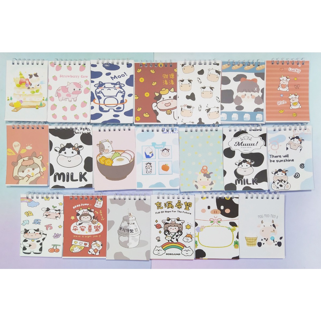 Sổ lò xo mini bò sữa LXD35 A7 100 trang sổ note dễ thương hamster pheobe