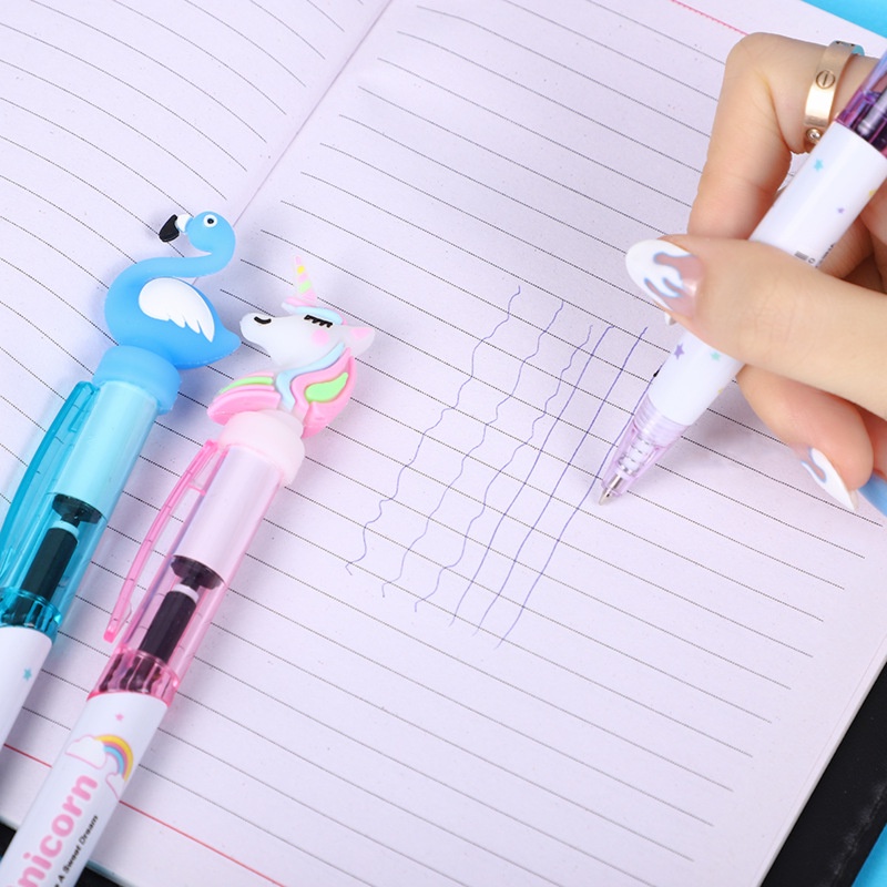 1 Bút Bi Hình Kỳ Lân Có Đèn LED Phát Sáng Dễ Thương Ngòi 1mm