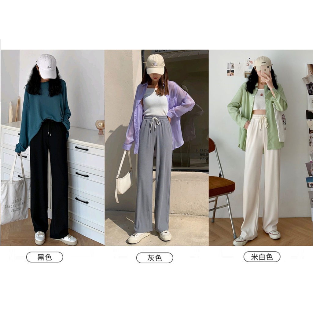 Quần dài ống rộng lưng cao phong cách Hàn Quốc hợp thời trang cho nữ