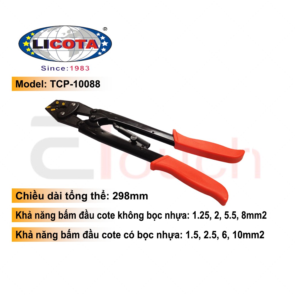 Kìm Bấm Đầu Cote Số 8 (1.5 -> 10 Mm2) Licota - TCP-10088