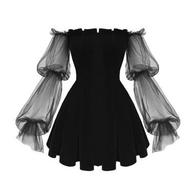 Váy đầm nữ dáng xòe tay lưới dài Đầm xòe trễ vai xinh xắn chất liệu Umi