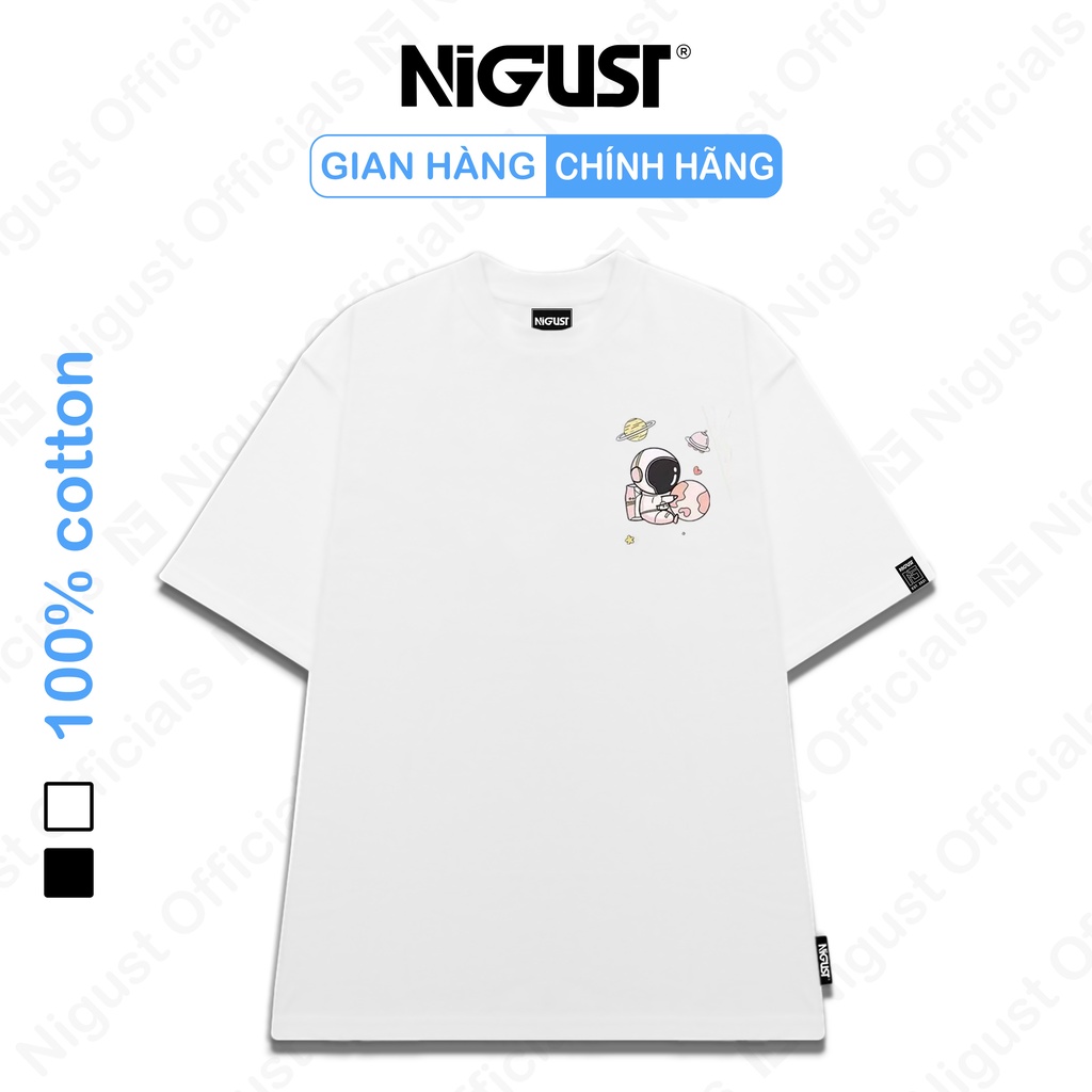 Áo thun tay lỡ in hình phi hành gia NASA đôi nam nữ unisex form rộng , áo phông local brand Nigust full tag N233