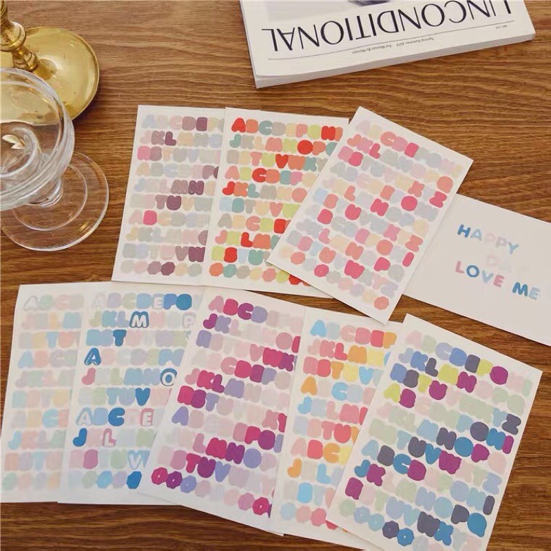 Sticker chữ màu pastel