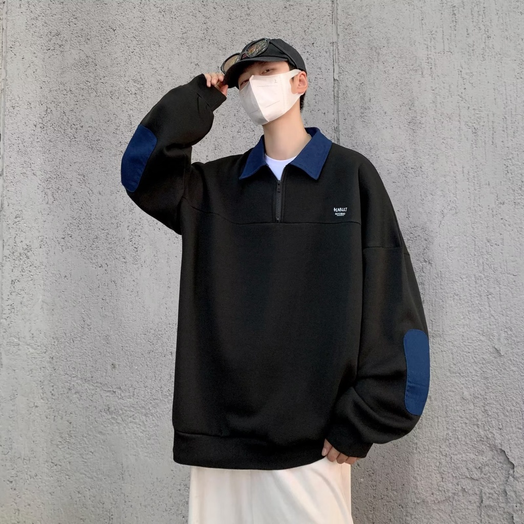 Áo Sweater Polo Cổ Đứng Tay Dài Phong Cách Nhật Bản Thời Trang Mùa Thu Dễ Phối Đồ Cho Nam