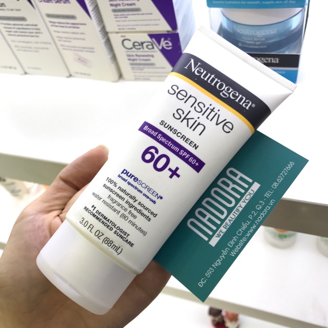 KEM CHỐNG NẮNG cho da nhạy cảm Neutrogena Sensitive Skin Sunscreen SPF 60+