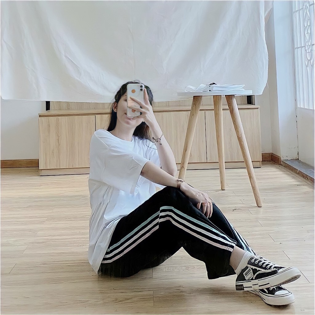 Quần Jogger Nữ Dài Ba Sọc Màu Ống Rộng Có Bo chun HOT HIT 2021