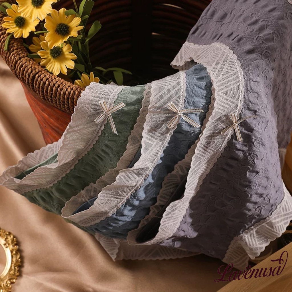 Quần lót nữ Cotton viền ren kháng khuẩn mềm mại dễ thương LAVENUSA QL51