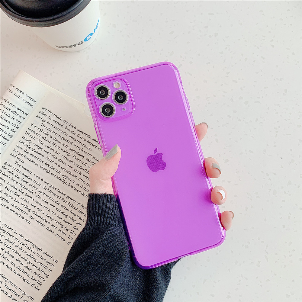 Ốp điện thoại mềm màu kẹo dạ quang trong suốt chống sốc cho Iphone 11 Iphone 7 8 Plus 6 6s Plus X Xr Xs Max Se 2020