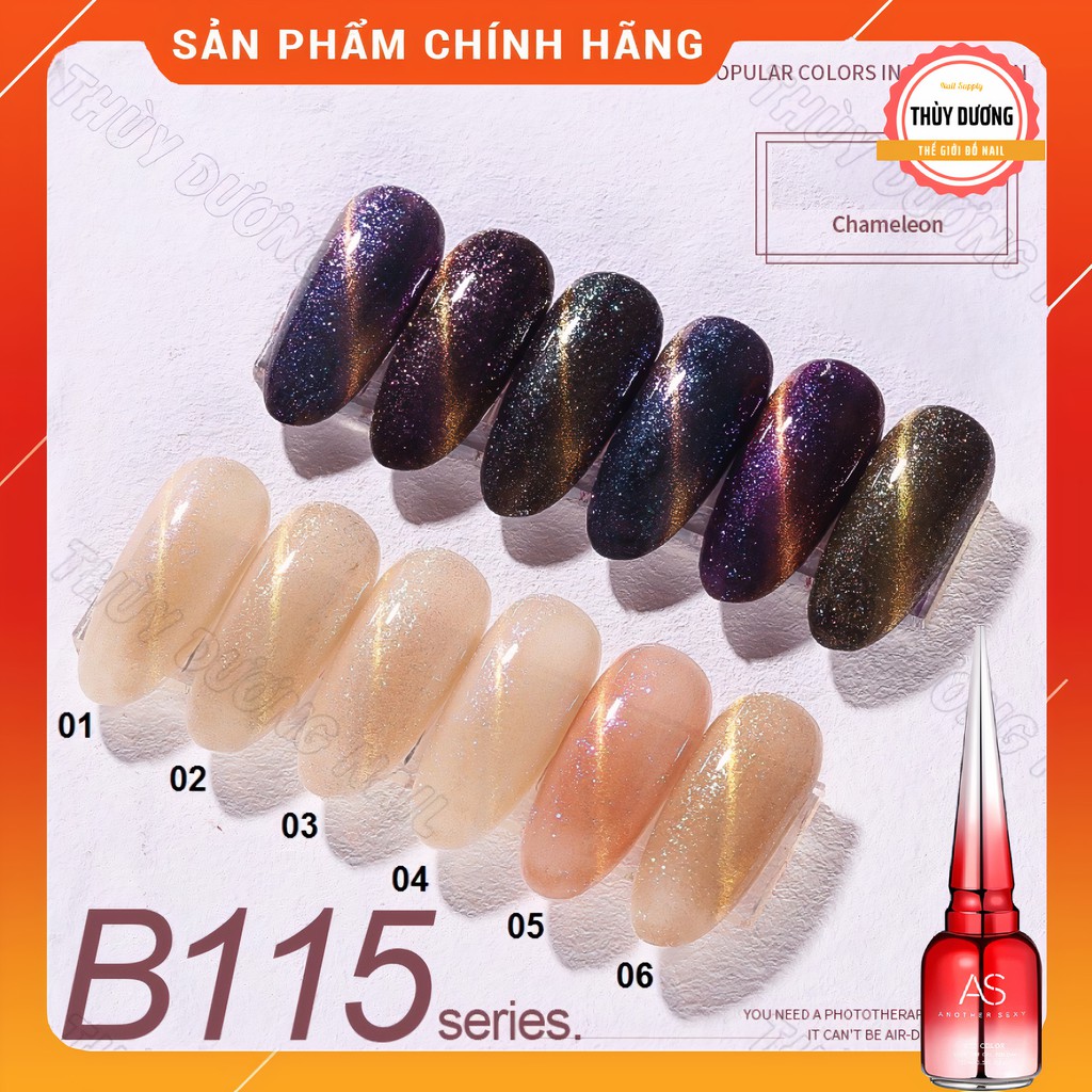 Sơn gel AS chính hãng chai đỏ mã B115 (mắt mèo khổng tước) 15ml