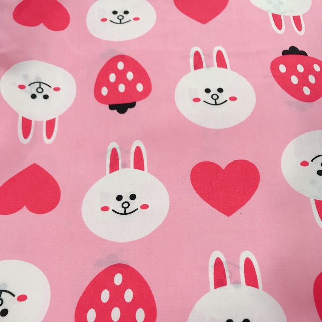 Vải tole, vải lanh nhung 3D mềm mịn họa tiết thỏ Cony siêu yêu