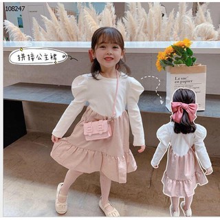 Váy dài tay, vai phồng Thu đông cực xinh cho bé V67, quần áo cho bé Namkidshop
