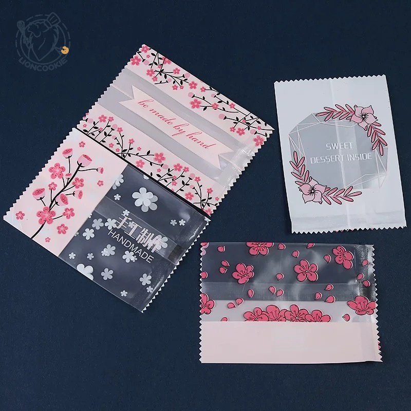 Túi đựng bánh quy mẫu hoa 7x10cm Tết 2023