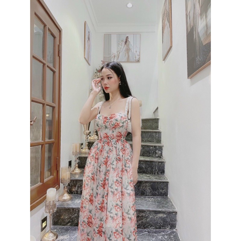 Váy maxi tơ hoa cao cấp | BigBuy360 - bigbuy360.vn