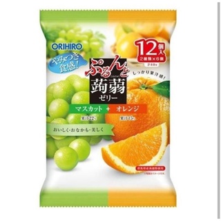 Thạch trái cây orihiro vị nho xanh và cam gói 240gg