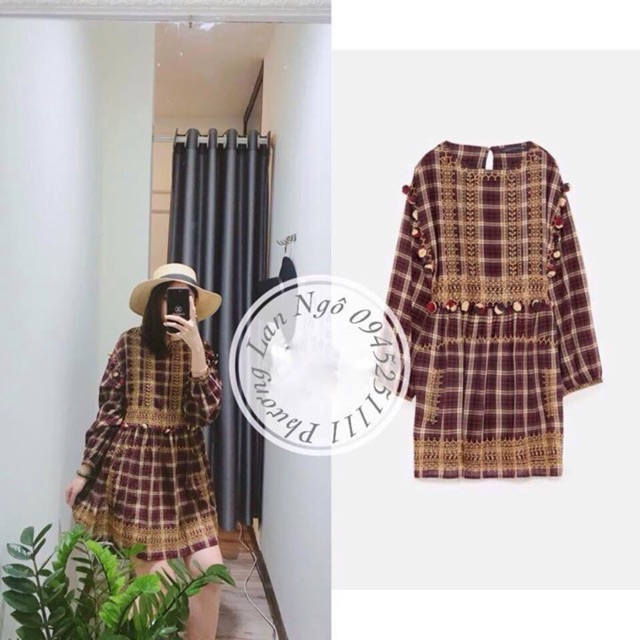 #zara VÁY BABYDLL KẺ