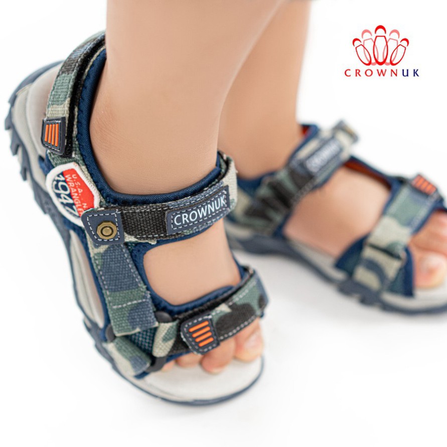 Dép Quai Hậu Bé Trai Đi Học Chính Hãng Crown Space UK Sandals Trẻ em Nam Cao Cấp CRUK533 Nhẹ Êm Size 26-35/2-14 Tuổi