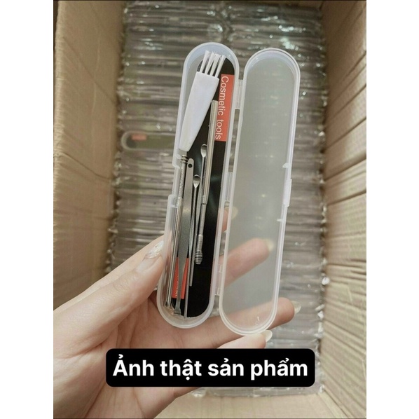 Set 6 Dụng Cụ Lấy Ráy Tai Bằng Thép Không Gỉ Kèm Hộp Đựng Vệ Sinh Tiện Dụng