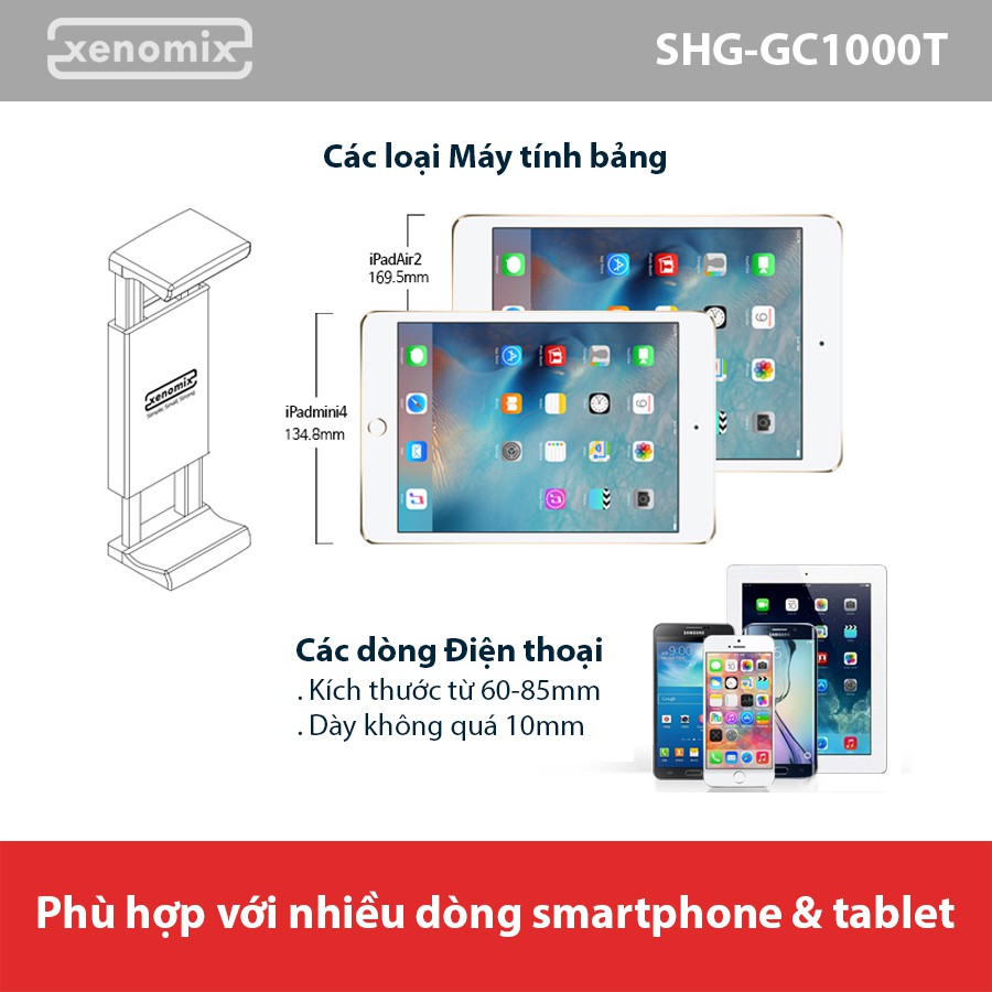 [Mã BMBAU50 giảm 10% đơn 99k] Giá Đỡ Máy Tính Bảng Gắn Khe Ổ CD XENOMIX SHGGC1000T Nhập Khẩu Chính Hãng