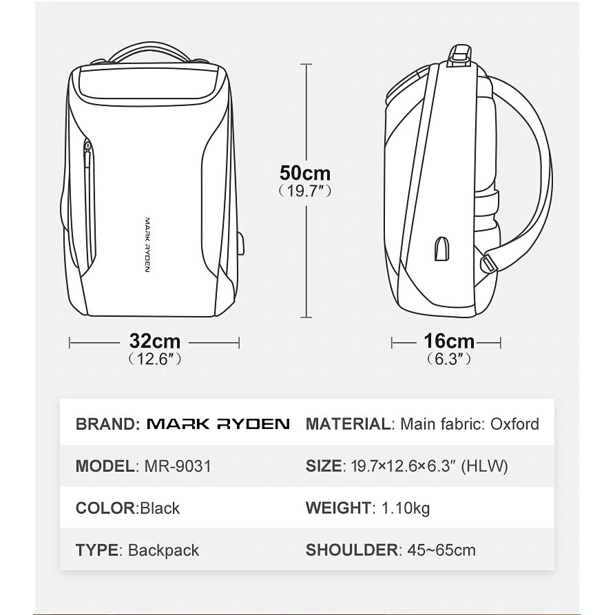 Balo cao cấp Mark Ryden MR9031 2019 Anti-thief 15.6inch Balo Mark Ryden thế hệ mới 2