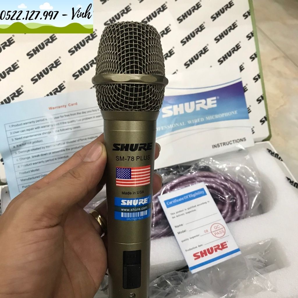 Micro có dây Shure SM-78 Plus chính hãng | Micro hát karaoke, sản phẩm Cao Cấp | Bảo hànhh 12 tháng - Gia Khang Shop