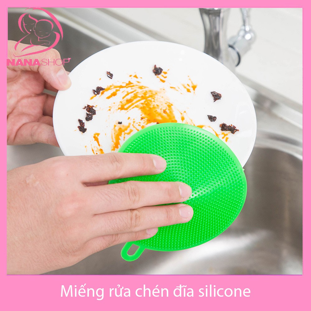 Miếng rửa chén đĩa xoong nồi bằng silicone có móc treo