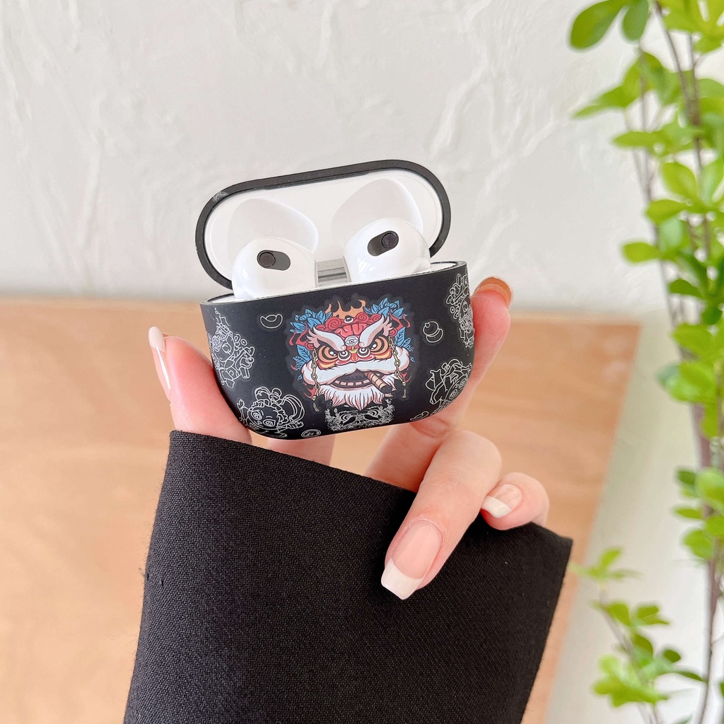 Vỏ Bảo Vệ Hộp Sạc Tai Nghe Airpods 3 Pro AirPods3 Họa Tiết Đầu Sư Tử Nhảy Kiểu Trung Hoa 2021 Dễ Thương Ốp