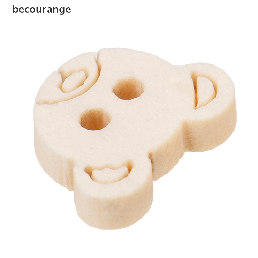 Bộ 20 Nút Gỗ 2 Lỗ Hình Gấu Bông