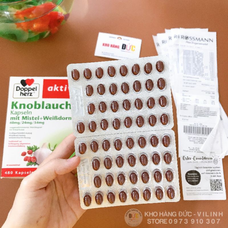 Viên nang tỏi Knoblauch tăng cường sức đề kháng, tốt cho tim mạch, 480 viên, hàng đức