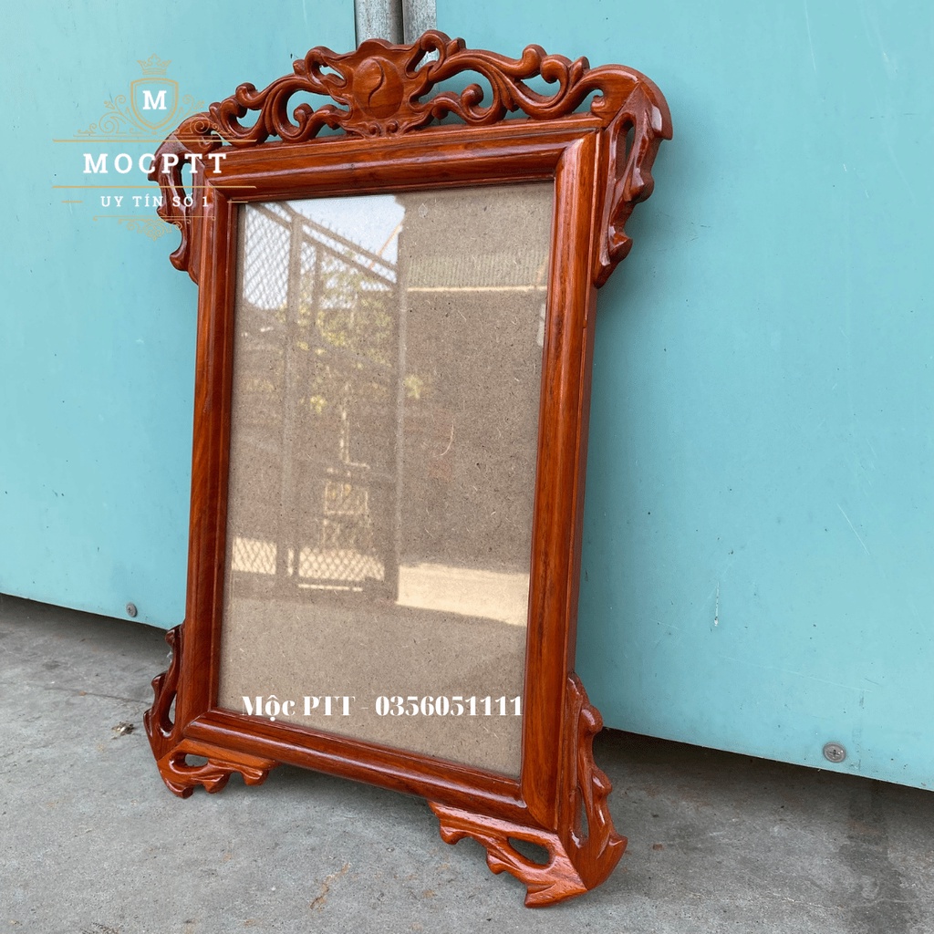Khung ảnh thờ Treo gỗ Hương mẫu hoa lá tây kích thước ảnh 20 x 30 và 25 x 35 Cm
