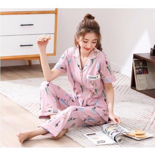 Bộ pijama kate thái cộc tay