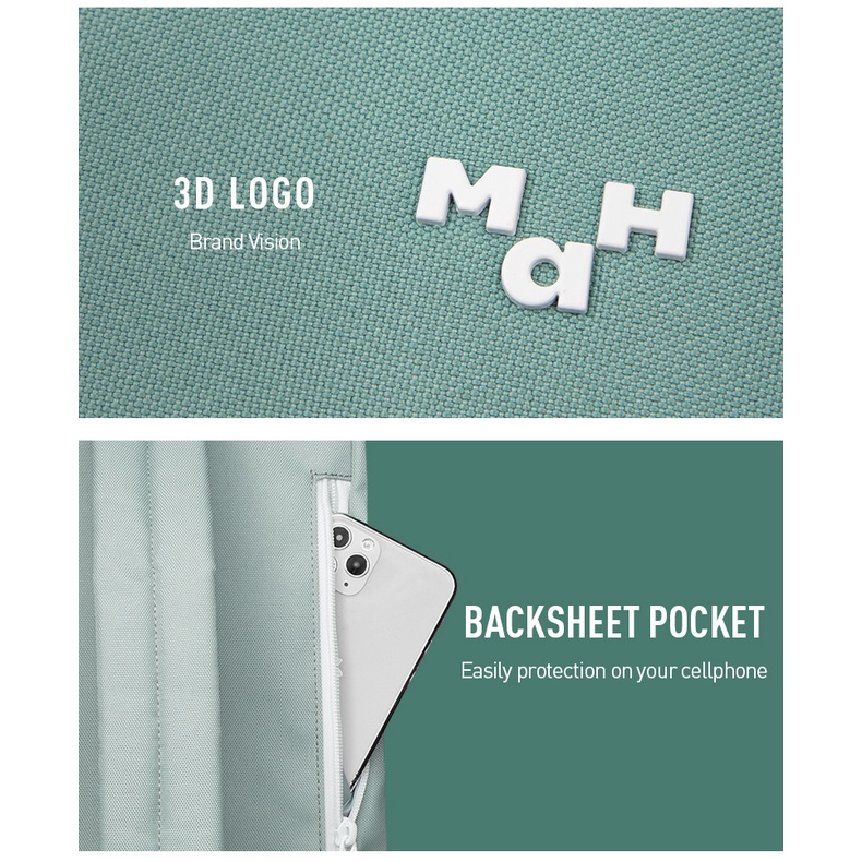 MAH YOUNG Ba lô vải tái chế trẻ trung Phong cách Hàn Quốc