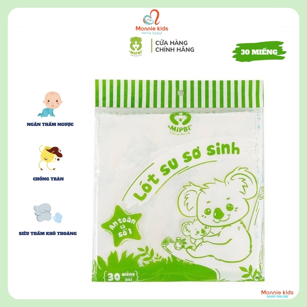 Miếng lót phân su Mipbi 3 lớp, tấm lót phân xu mềm mại an toàn cho bé - Monnie Kids