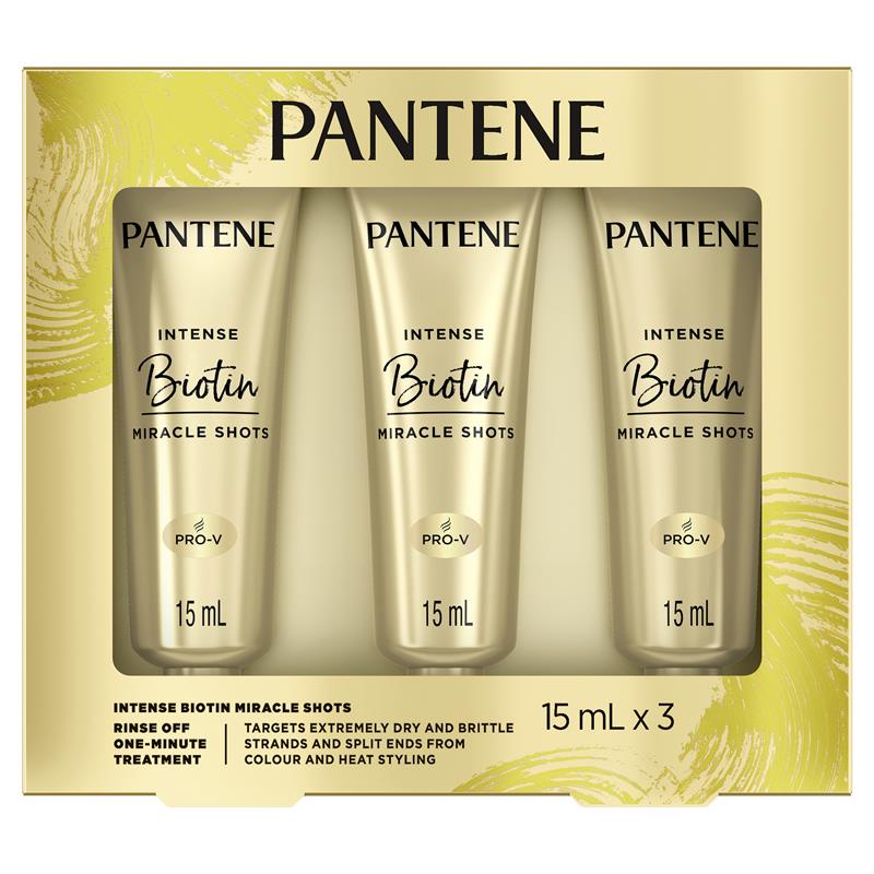 Kem dưỡng phục hồi tóc Pantene Intense Miracle Treatment Shots Biotin Nourish 3 Pack 15ml