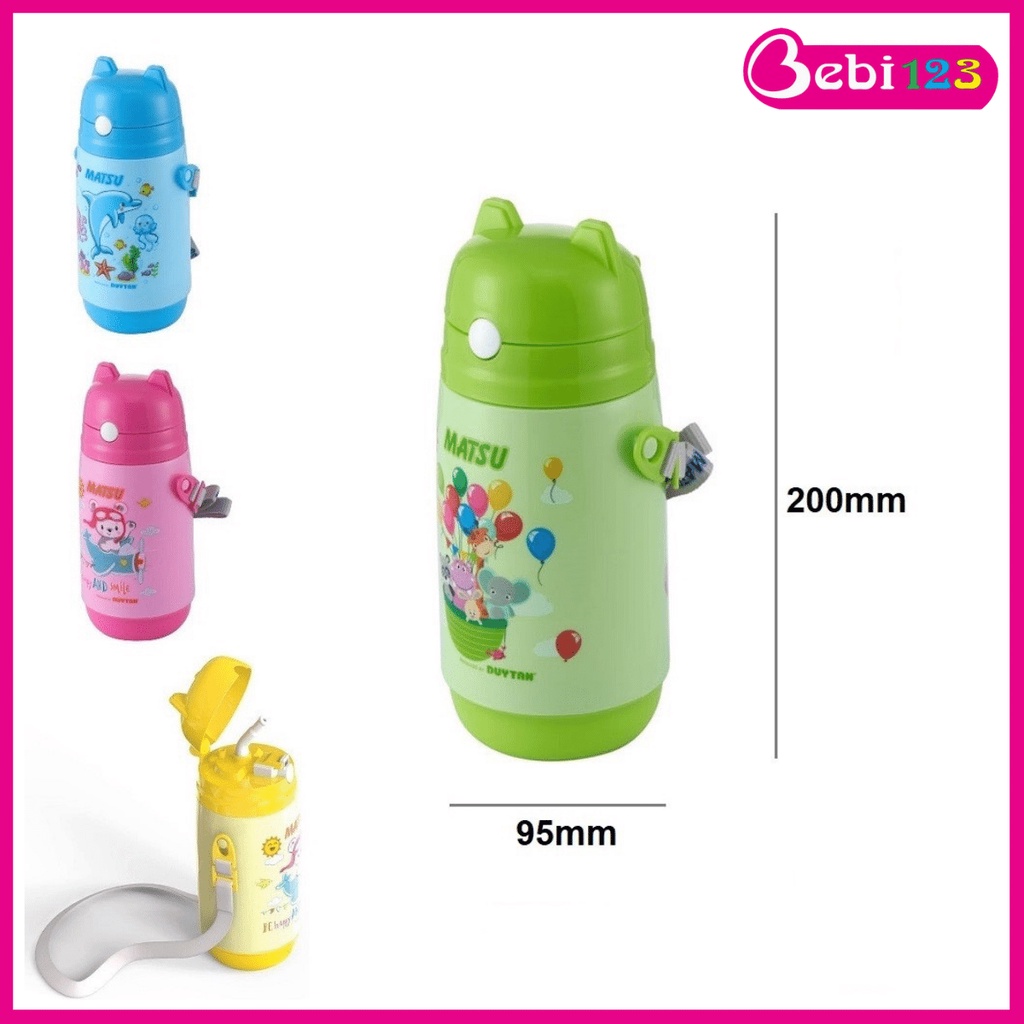 Bình nước đi học MATSU 400ml nhựa Duy Tân có dây đeo cho bé