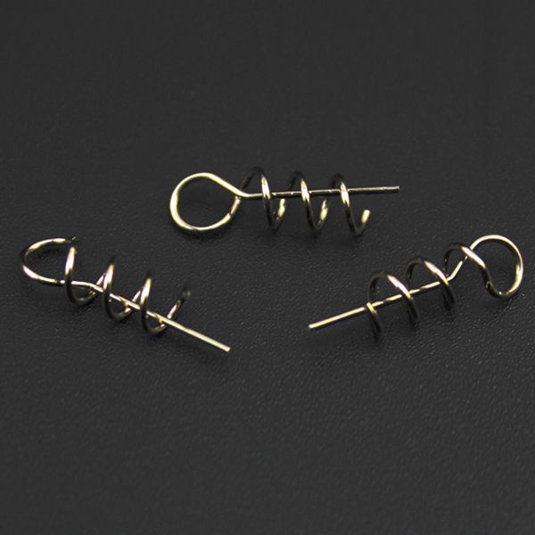 Bộ 100 chốt cố định trung tâm lưỡi câu cá dạng xoắn lò xo dành cho mồi mềm mồi trùn quế